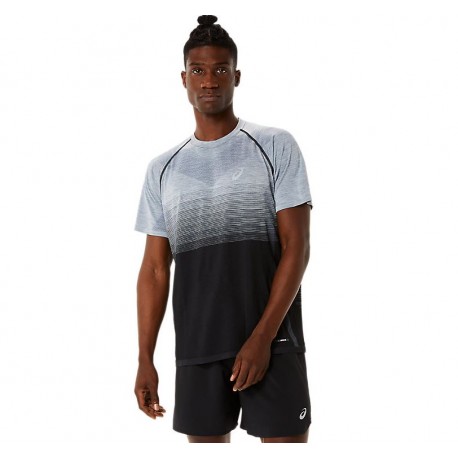 CAMISETA HOMBRE ASICS SEAMLESS SS TOP PERFORMANCE BLACK-CARRIER GREY 2011C398002