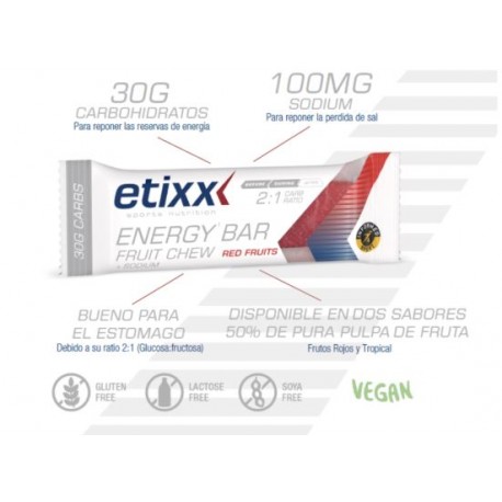 ETIXX ENERGY BAR FRUIT CHEW 38G RED FRUITS 4872560