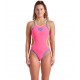 BAÑADOR ARENA MUJER ONE DOUBLE CROSS BACK ONE PIECE SHOCKING PINK-BLUE RIVER-SOFT GREEN 4732988