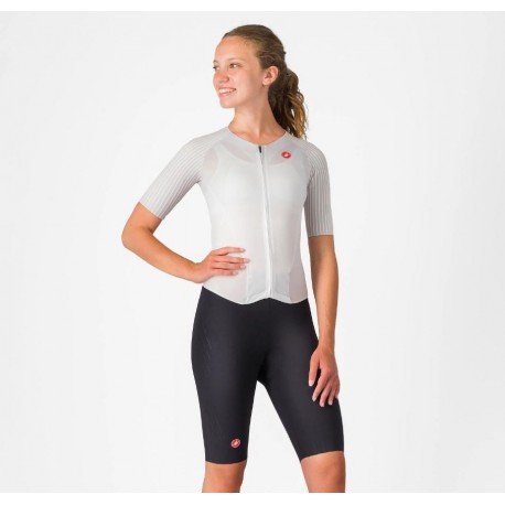 CASTELLI TRISUIT MUJER INTEGRAL FREE SANREMO 3 MANGA CORTA BLANCO-NEGRO 8625090101