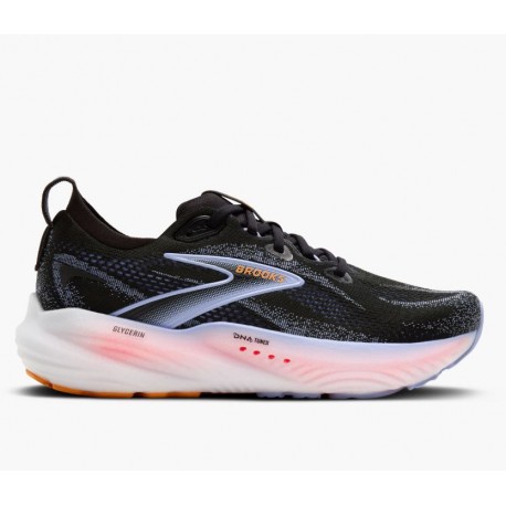 ZAPATILLA MUJER BROOKS GLYCERIN 22 BLACK-BLUE HERON-ORANGE 1204341B088