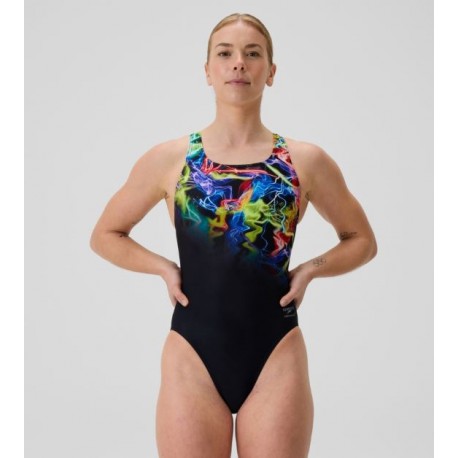 BAÑADOR SPEEDO MUJER FL PLACEMENT PRINTED POWERBACK STATIC VOLTA-ANTHRACITE 8-00532518889