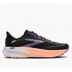 ZAPATILLA BROOKS MUJER GHOST 18 BLACK-MULLED GRAPE-PEACH 1204821B080