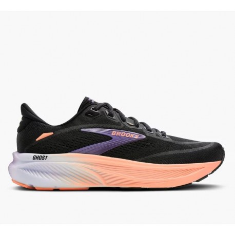 ZAPATILLA BROOKS MUJER GHOST 18 BLACK-MULLED GRAPE-PEACH 1204821B080