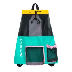 BOLSA TURBO MESH CON BOLSILLOS VERDE-ROSA 28-30L 60X50CM 98135