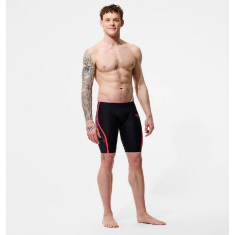 BAÑADOR SPEEDO HOMBRE FASTSKIN LZR PURE INTENT 2.0 PRINTED JAMMER NEGRO-ROJO 8-A000406007