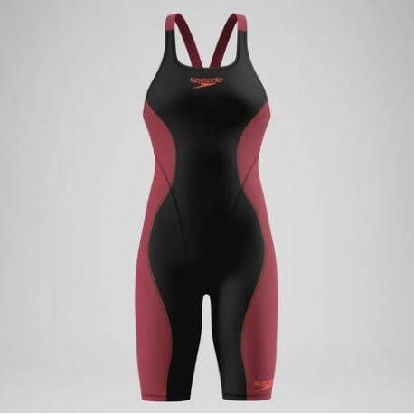 BAÑADOR SPEEDO MUJER FASTSKIN HYPERSPARK SOLID OB KNEESKIN BLACK-RED 8-004976004