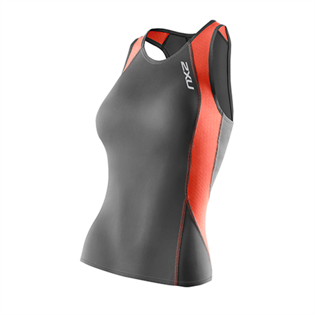 WOMAN PERFORM TRI SINGLET CHARCOAL-SUNSET ORANGE WT2851A