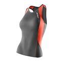 WOMAN PERFORM TRI SINGLET CHARCOAL-SUNSET ORANGE WT2851A